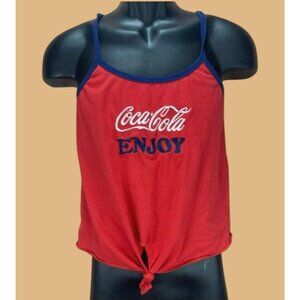 Coca-Cola Enjoy Girls Tank Top Large (11-13) Tied Hem Front